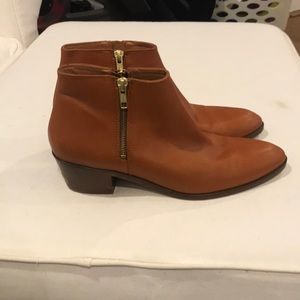 Jcrew brown leather flat booties